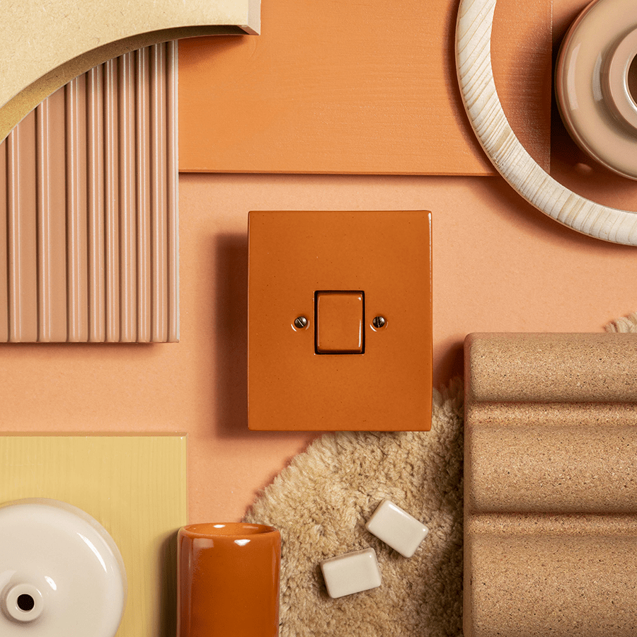 KATY PATY PORCELAIN PLATE WALL LIGHT SWITCH DOUBLE MATTE BLACK - DYKE & DEAN