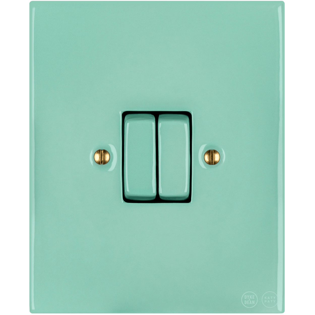 KATY PATY PORCELAIN PLATE WALL LIGHT SWITCH DOUBLE MINT GREEN - DYKE & DEAN