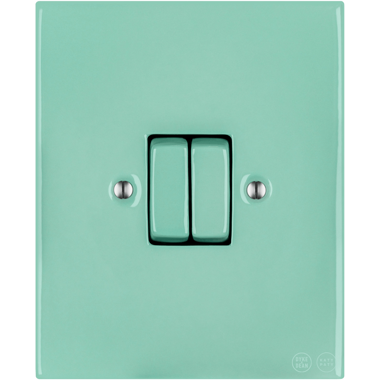 KATY PATY PORCELAIN PLATE WALL LIGHT SWITCH DOUBLE MINT GREEN - DYKE & DEAN