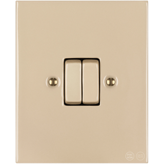 KATY PATY PORCELAIN PLATE WALL LIGHT SWITCH DOUBLE SAND - DYKE & DEAN