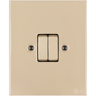 KATY PATY PORCELAIN PLATE WALL LIGHT SWITCH DOUBLE SAND - DYKE & DEAN