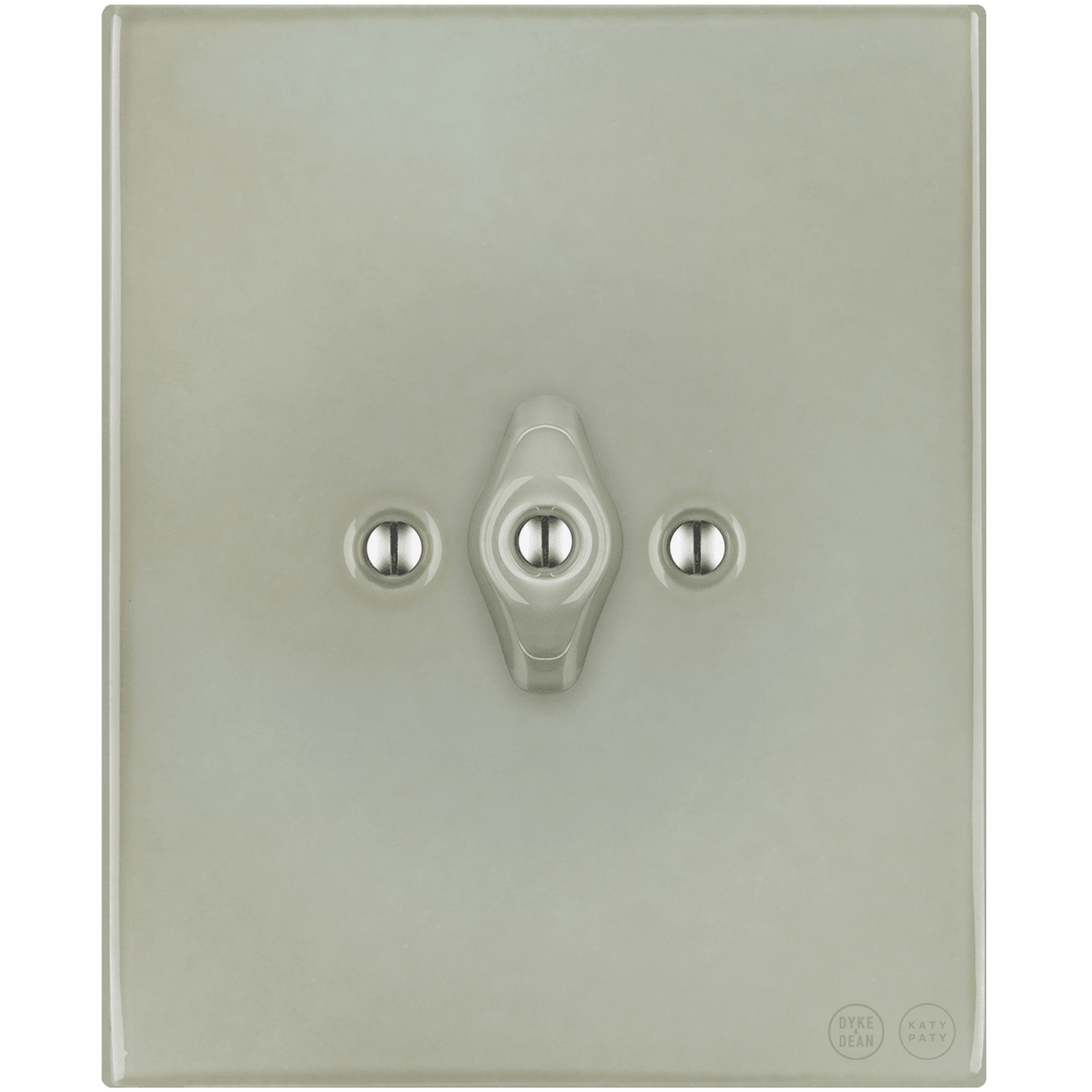 KATY PATY PORCELAIN PLATE WALL LIGHT SWITCH GREY GREEN ROTARY - DYKE & DEAN