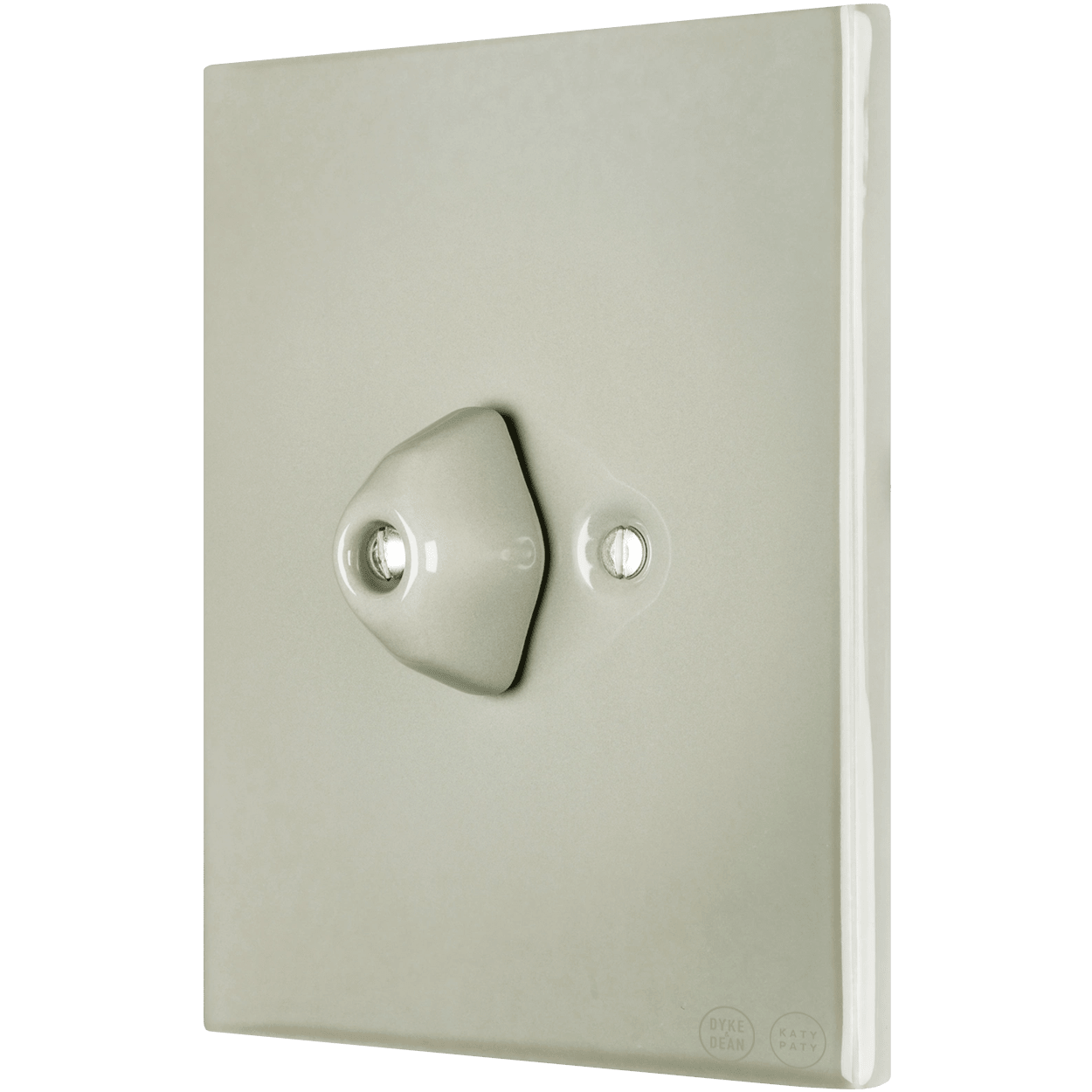 KATY PATY PORCELAIN PLATE WALL LIGHT SWITCH GREY GREEN ROTARY - DYKE & DEAN