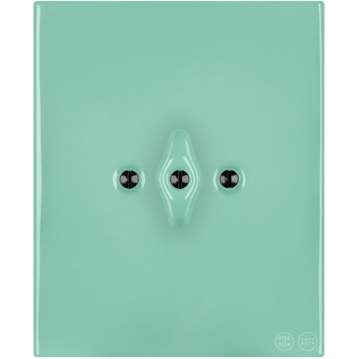 KATY PATY PORCELAIN PLATE WALL LIGHT SWITCH MINT GREEN ROTARY - DYKE & DEAN
