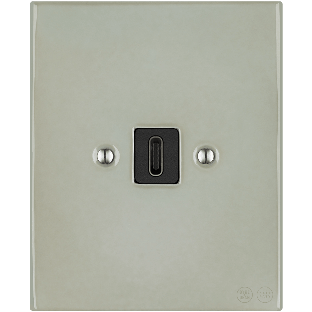 KATY PATY PORCELAIN PLATE WALL SOCKET GREY GREEN USB - C - DYKE & DEAN