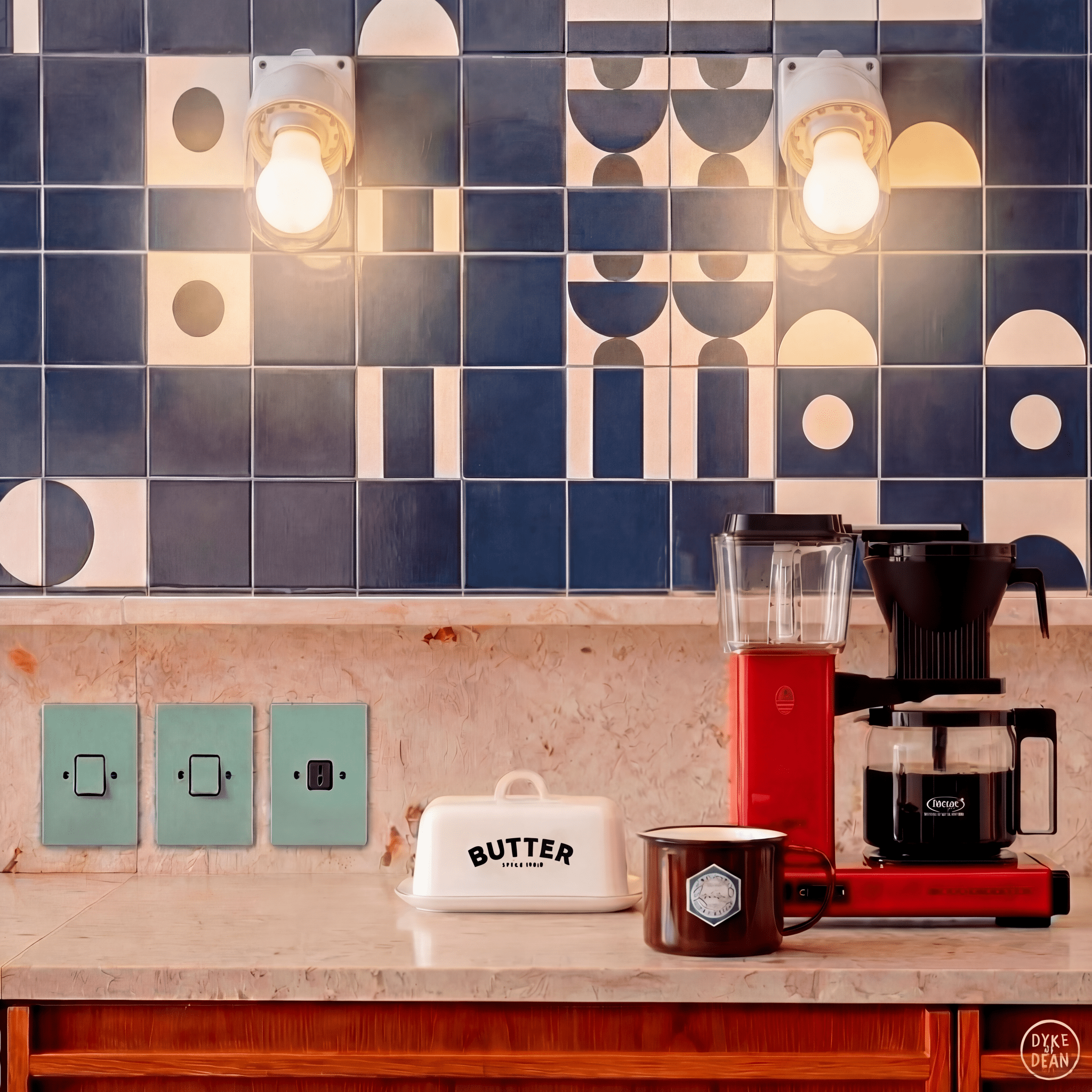 KATY PATY PORCELAIN PLATE WALL SOCKET MINT GREEN USB - C - DYKE & DEAN