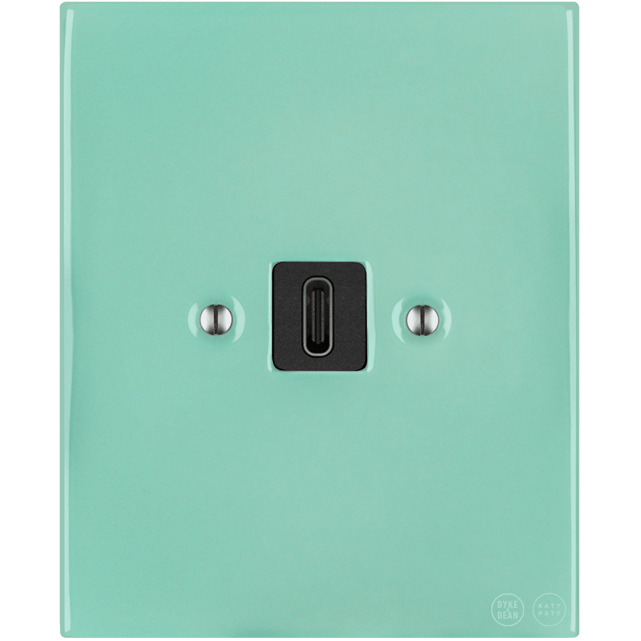 KATY PATY PORCELAIN PLATE WALL SOCKET MINT GREEN USB - C - DYKE & DEAN