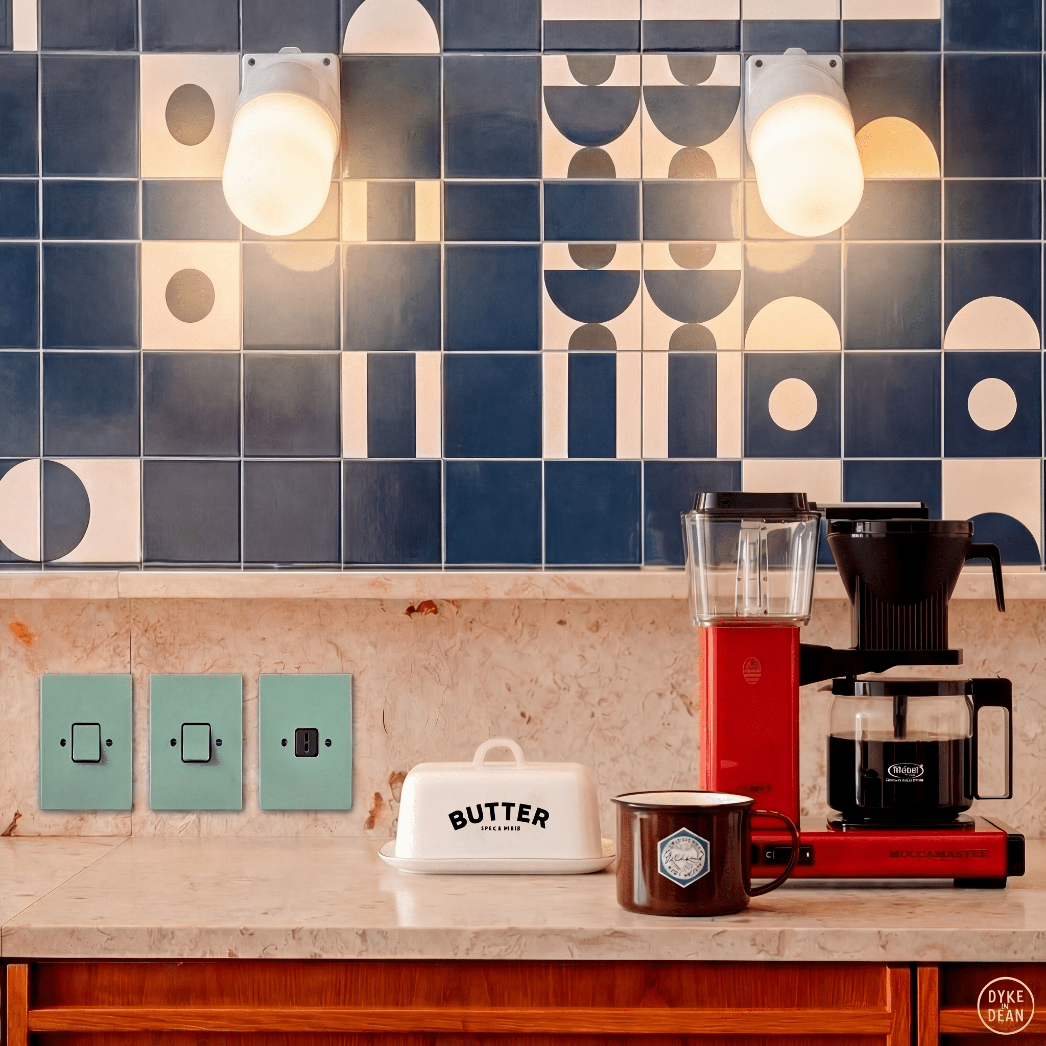 KATY PATY PORCELAIN PLATE WALL SOCKET TV ANTENNA MINT GREEN - DYKE & DEAN