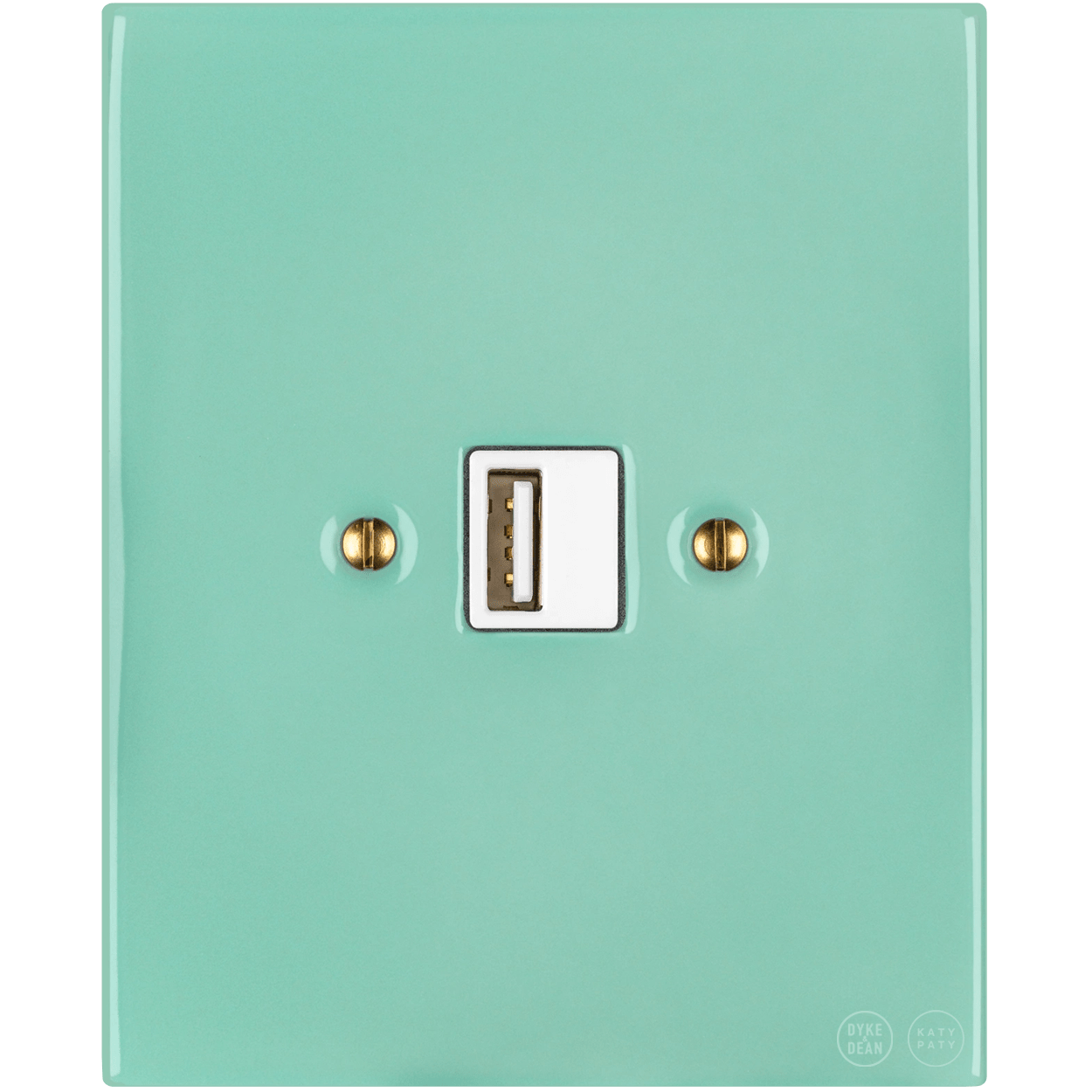 KATY PATY PORCELAIN PLATE WALL USB CHARGER MINT GREEN - DYKE & DEAN