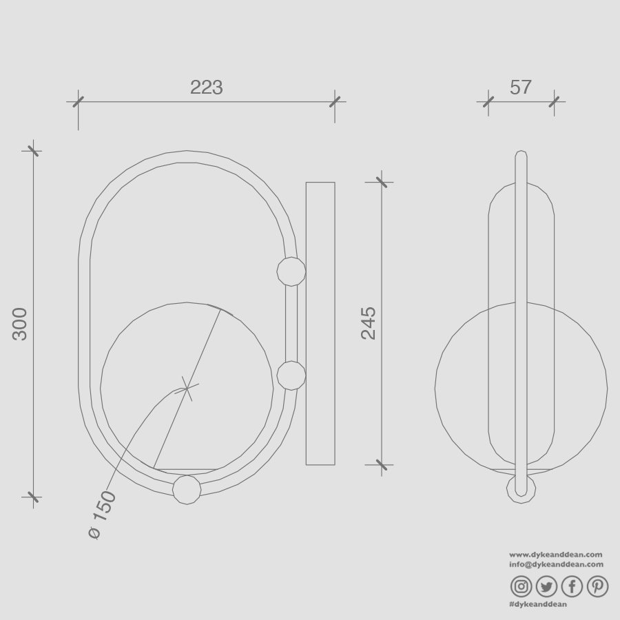 KOBAN WATERPROOF LOOP WALL LIGHT BLACK - DYKE & DEAN