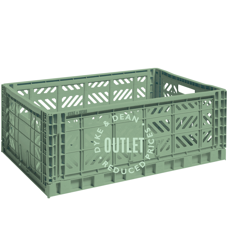 LARGE MAXI STACKING CRATE ALMOND GREEN OUTLET - DYKE & DEAN