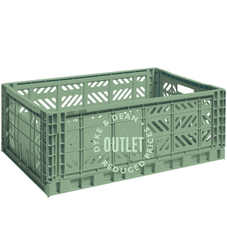 LARGE MAXI STACKING CRATE ALMOND GREEN OUTLET - DYKE & DEAN