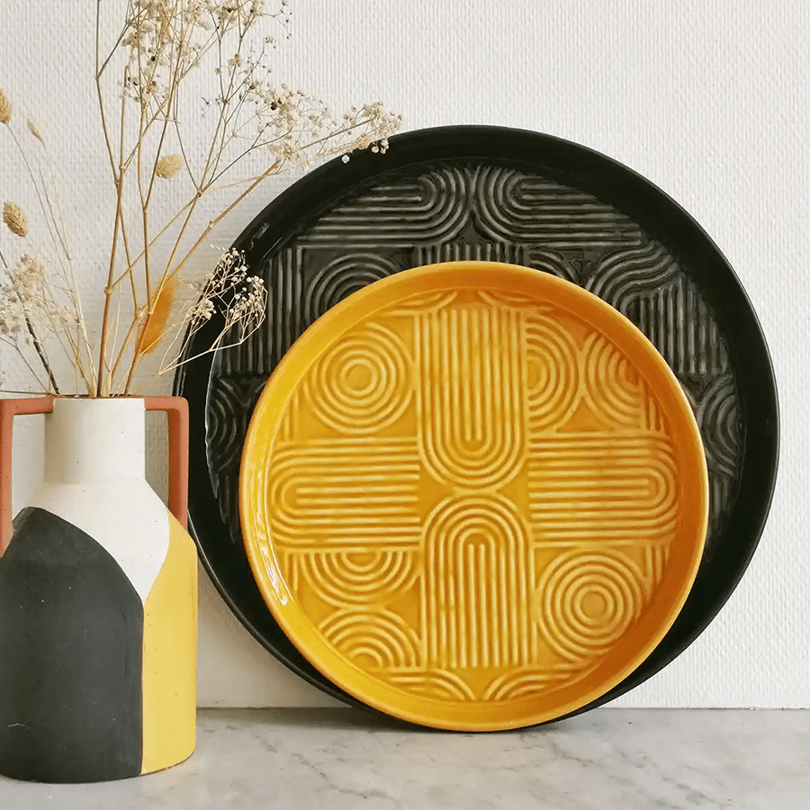 LUX PLATEAU TRAY LARGE DARK BLUE 450mm - DYKE & DEAN