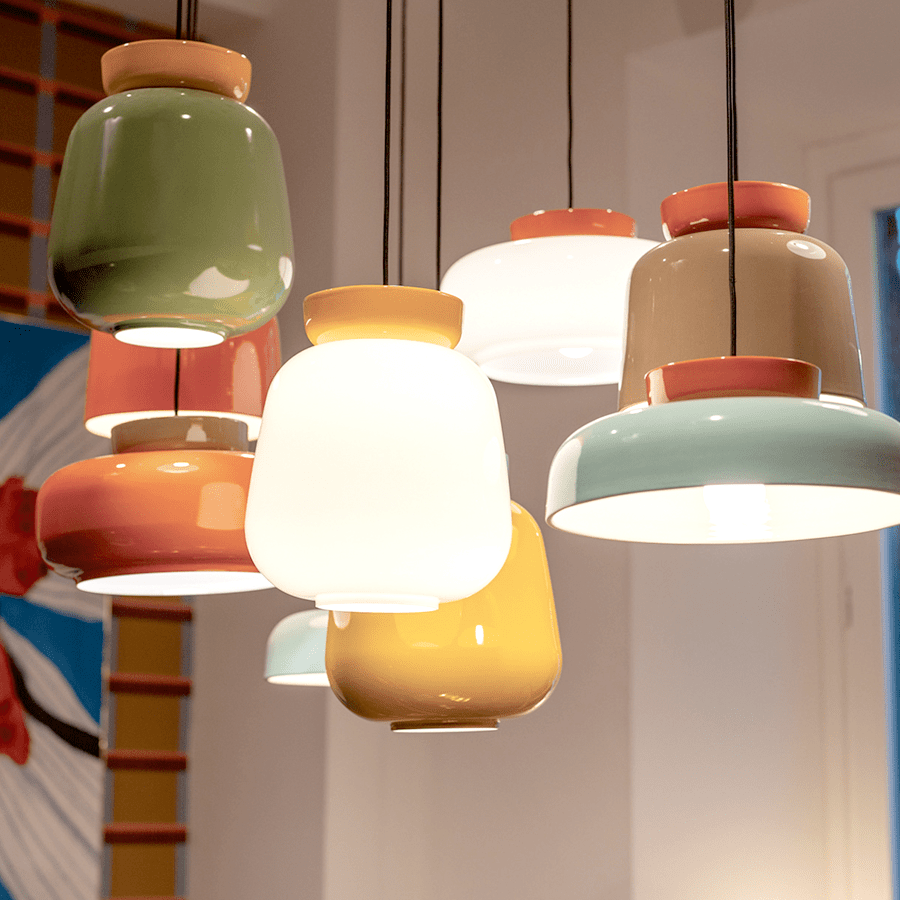 MARACANÀ SHORT CERAMIC GLASS PENDANT SHADE LAMP - DYKE & DEAN
