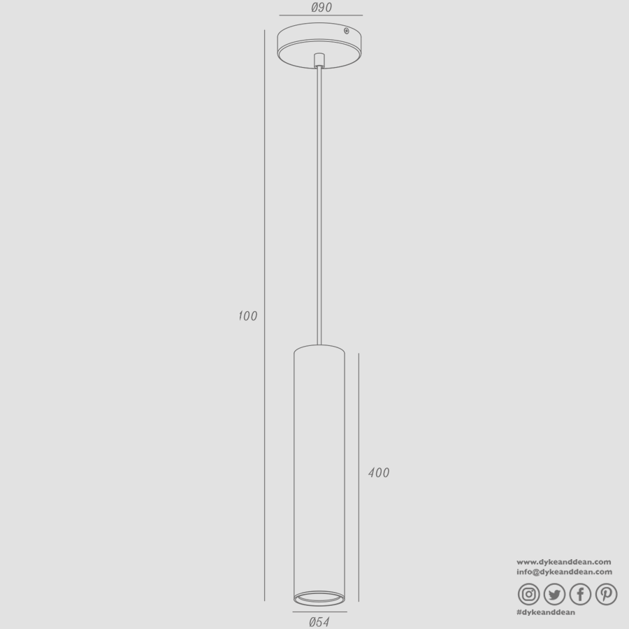METAL TUBE BATON PENDANT LIGHT LONG WHITE TUBE PENDANT - DYKE & DEAN