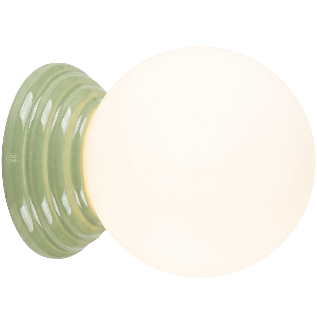 MOSS GREEN CERAMIC SCONCE WATERPROOF OPAL GLOBE WALL LIGHT - DYKE & DEAN