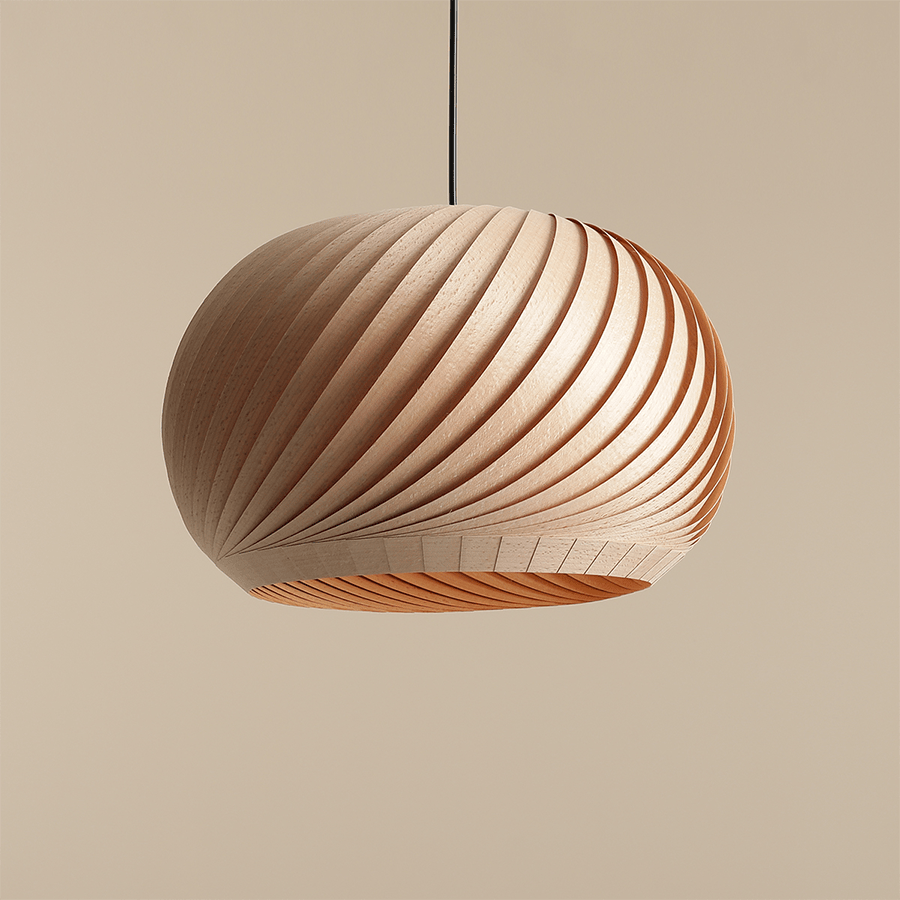 NATURE BEECH WOOD PENDANT LIGHT MEDIUM - DYKE & DEAN