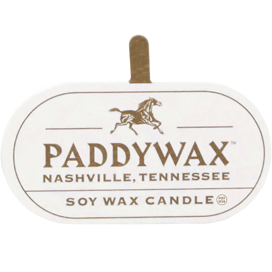 PADDYWAX VISTA TAN GLASS CANDLE WORN LEATHER & SMOKE - DYKE & DEAN