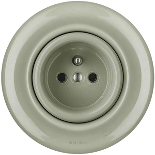 PORCELAIN 2 PIN WALL SOCKET GREY GREEN - DYKE & DEAN