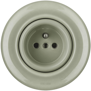 PORCELAIN 2 PIN WALL SOCKET GREY GREEN - DYKE & DEAN