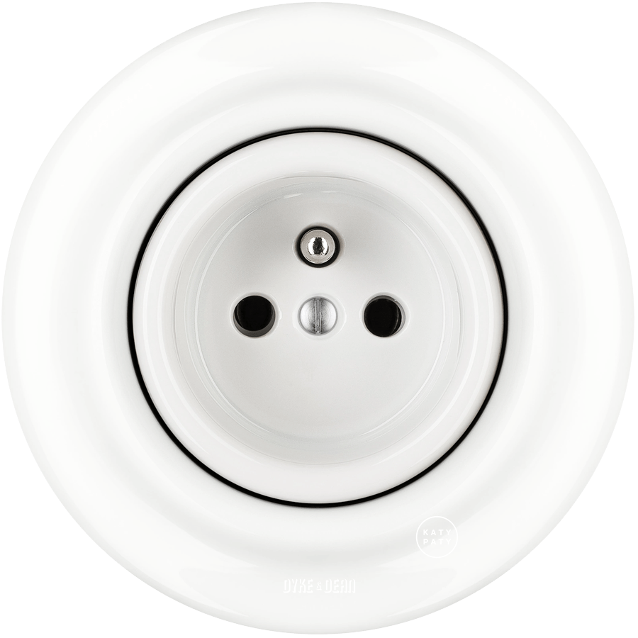 PORCELAIN 2 PIN WALL SOCKET WHITE - DYKE & DEAN