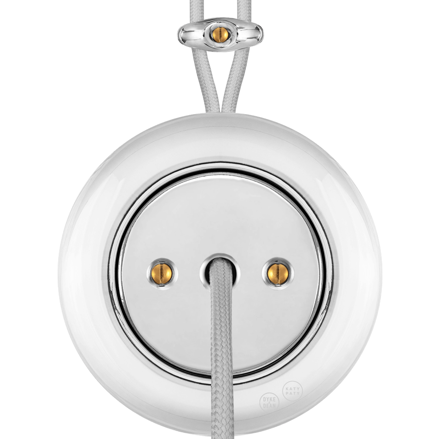 PORCELAIN KATY PATY COLONA ROUND SURFACE MOUNTED CABLE GLAND SOCKET CHROME - DYKE & DEAN