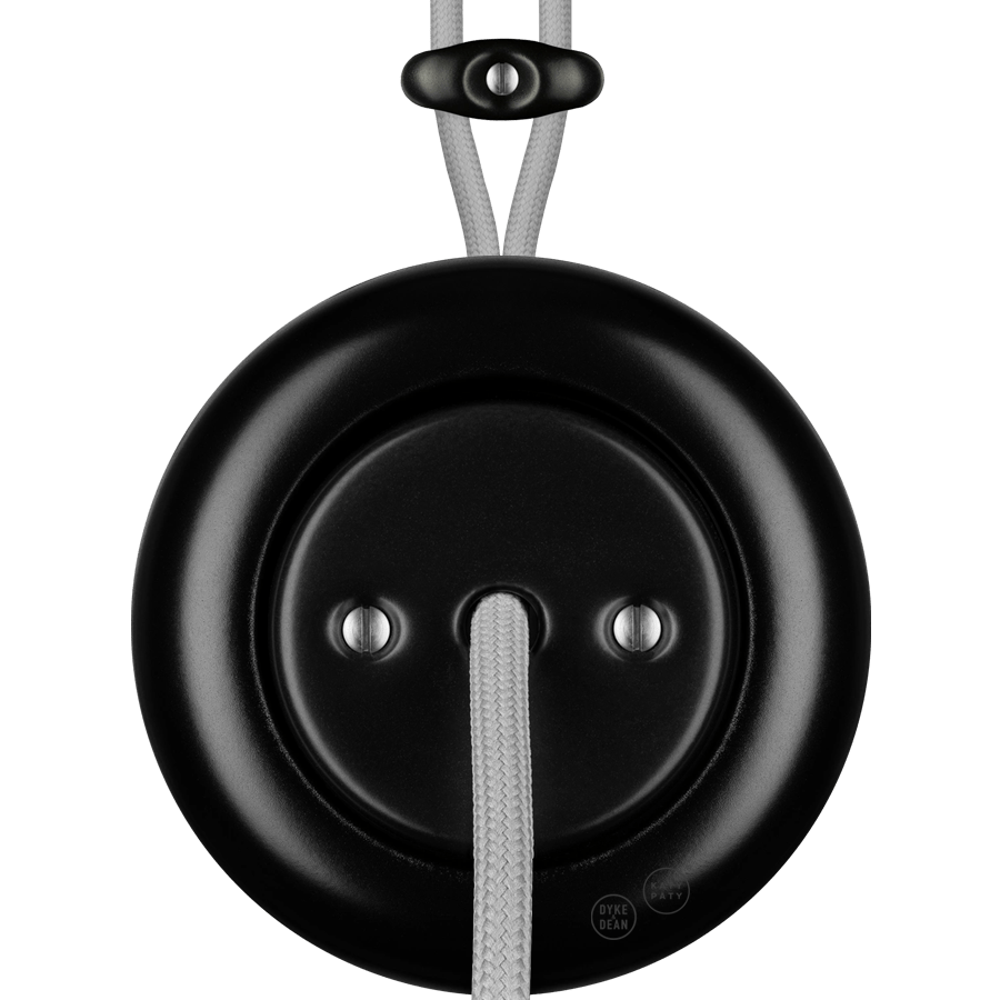 PORCELAIN KATY PATY COLONA ROUND SURFACE MOUNTED CABLE GLAND SOCKET MATTE BLACK - DYKE & DEAN