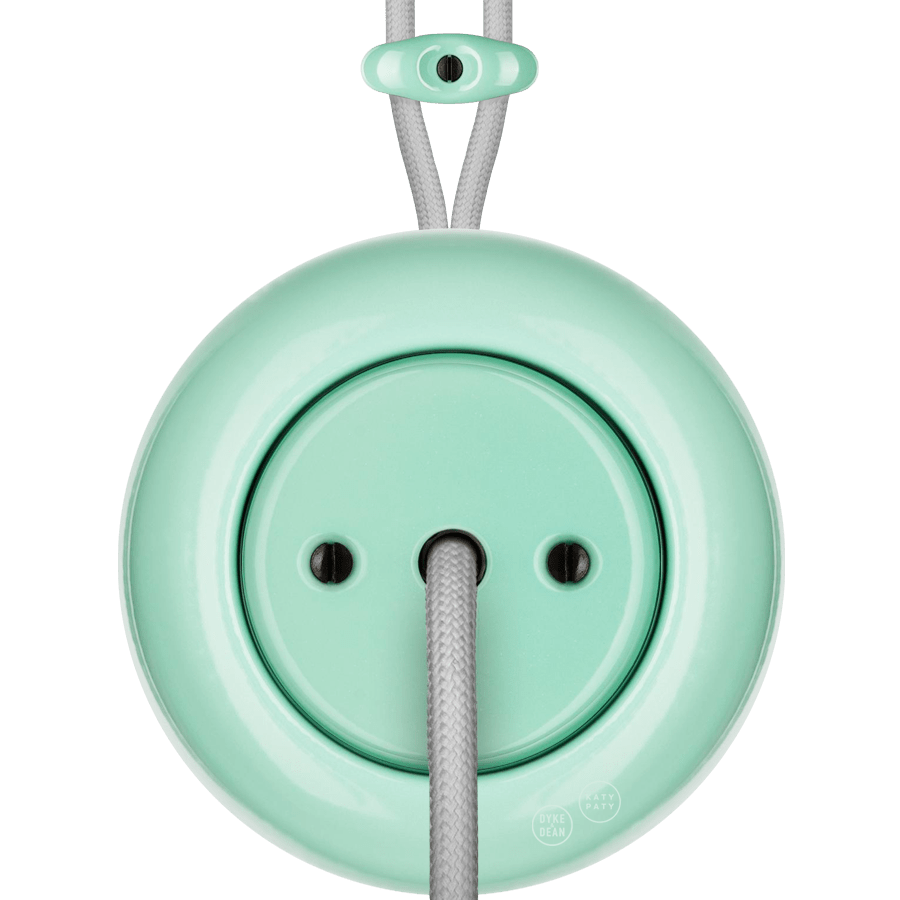 PORCELAIN KATY PATY COLONA ROUND SURFACE MOUNTED CABLE GLAND SOCKET MINT GREEN - DYKE & DEAN