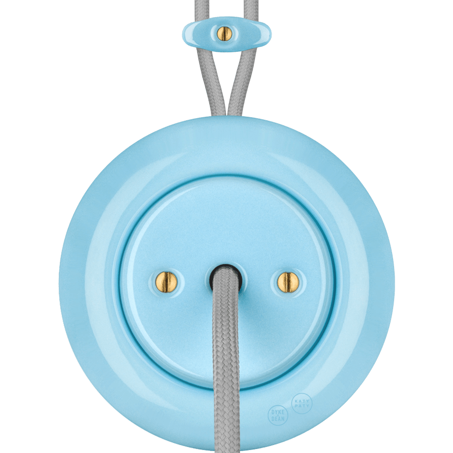 PORCELAIN KATY PATY COLONA ROUND SURFACE MOUNTED CABLE GLAND SOCKET PASTEL BLUE - DYKE & DEAN