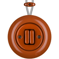 PORCELAIN KATY PATY COLONA ROUND SURFACE MOUNTED DOUBLE SLIM BUTTON SWITCH BRICK RED - DYKE & DEAN
