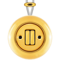 PORCELAIN KATY PATY COLONA ROUND SURFACE MOUNTED DOUBLE SLIM BUTTON SWITCH GOLD - DYKE & DEAN