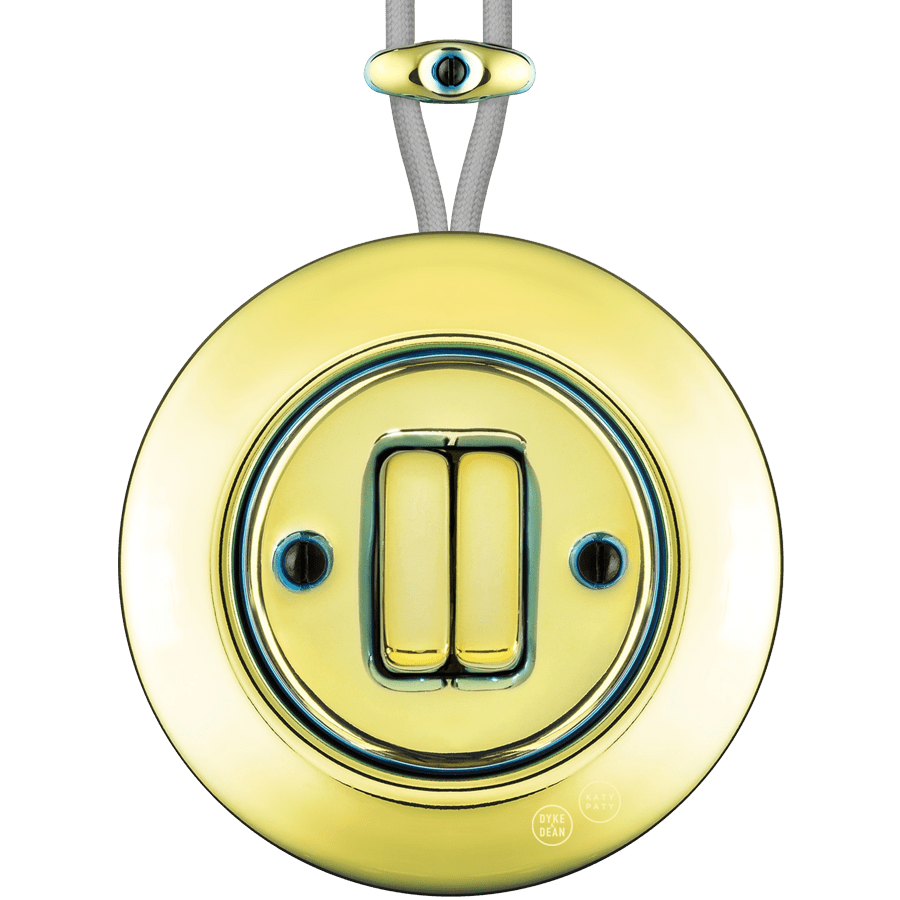 PORCELAIN KATY PATY COLONA ROUND SURFACE MOUNTED DOUBLE SLIM BUTTON SWITCH LUCEDO - DYKE & DEAN