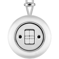PORCELAIN KATY PATY COLONA ROUND SURFACE MOUNTED DOUBLE TOGGLE BUTTON SWITCH CHROME - DYKE & DEAN