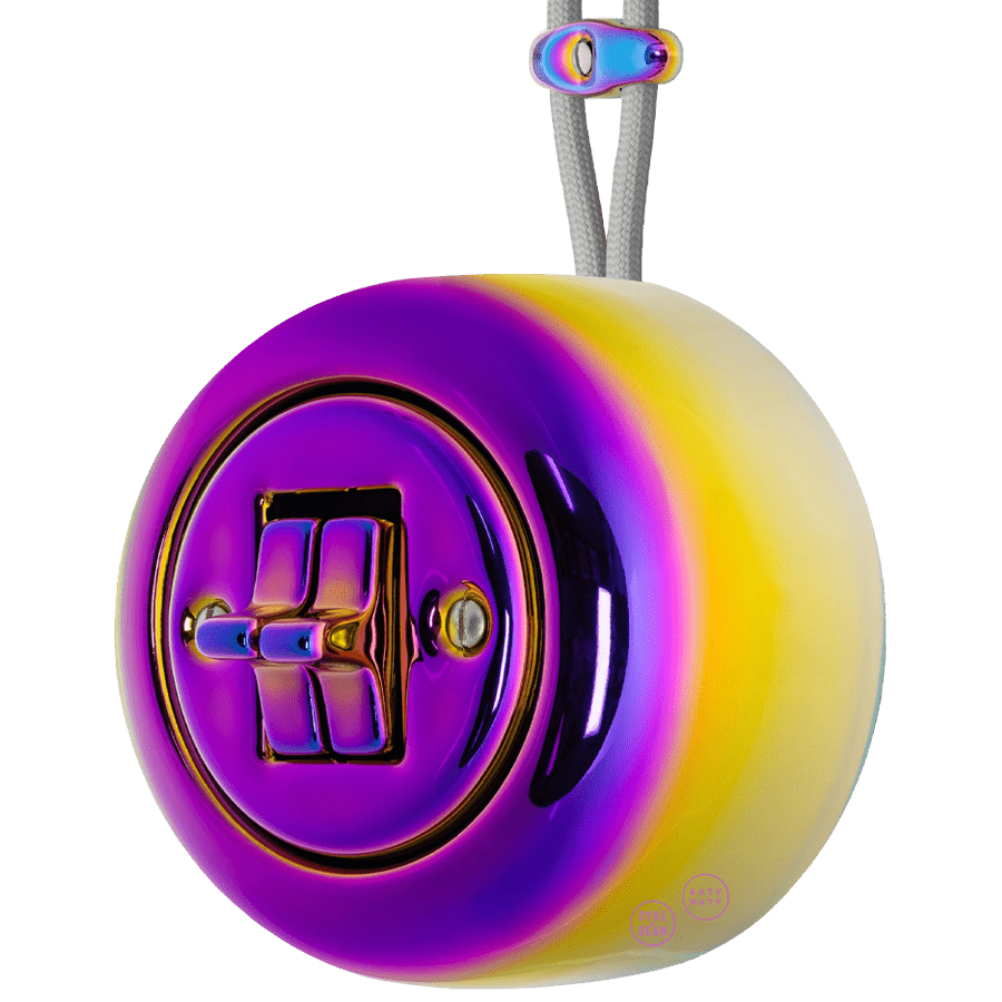 PORCELAIN KATY PATY COLONA ROUND SURFACE MOUNTED DOUBLE TOGGLE BUTTON SWITCH VIOLEDO - DYKE & DEAN