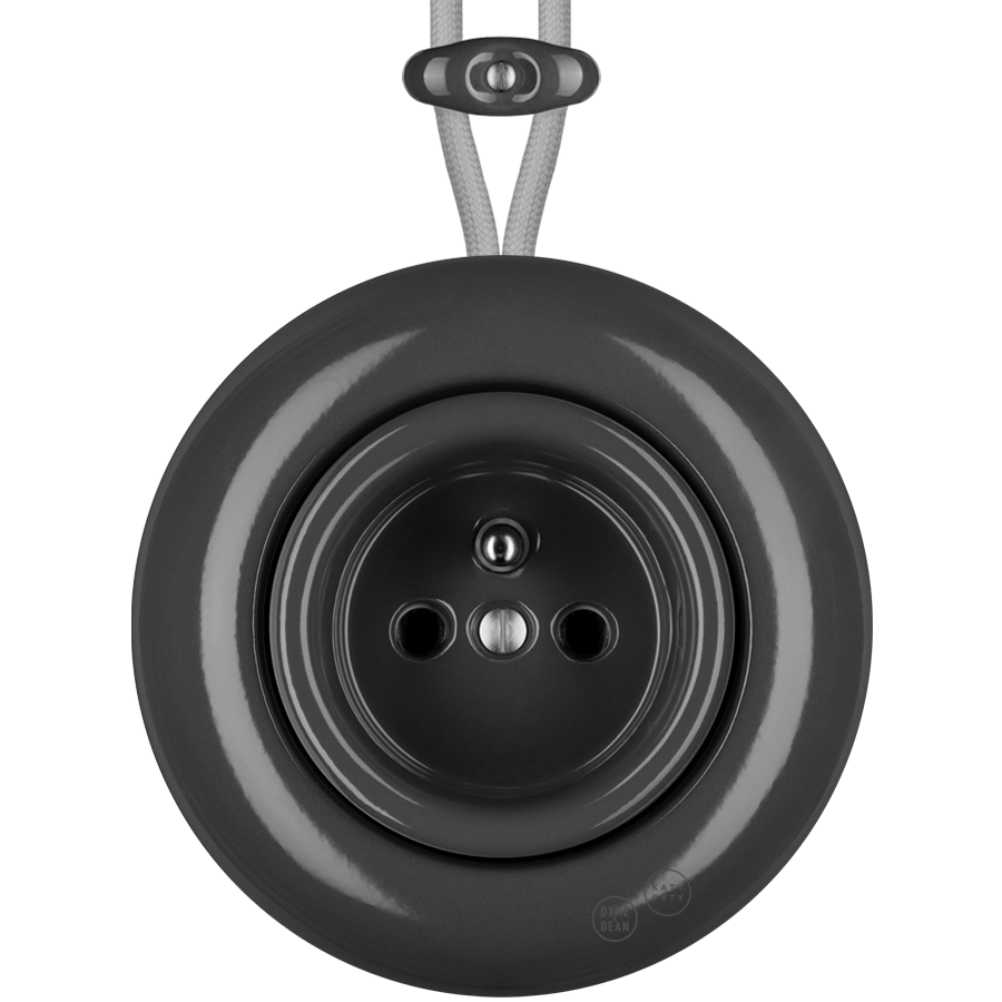 PORCELAIN KATY PATY COLONA ROUND SURFACE MOUNTED EURO SOCKET DARK GREY - DYKE & DEAN