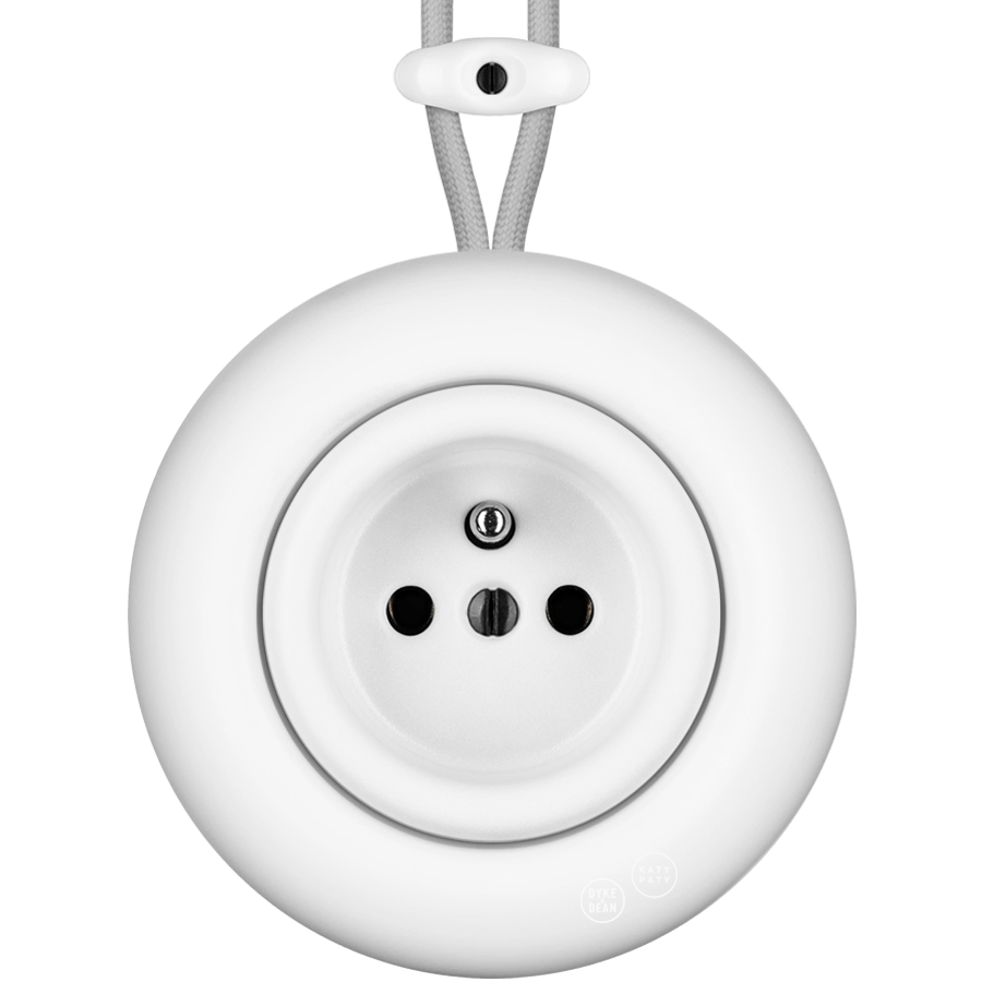 PORCELAIN KATY PATY COLONA ROUND SURFACE MOUNTED EURO SOCKET MATTE WHITE - DYKE & DEAN