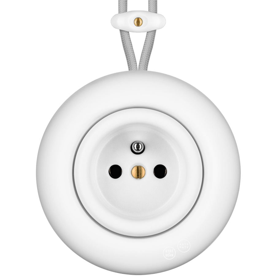 PORCELAIN KATY PATY COLONA ROUND SURFACE MOUNTED EURO SOCKET MATTE WHITE - DYKE & DEAN