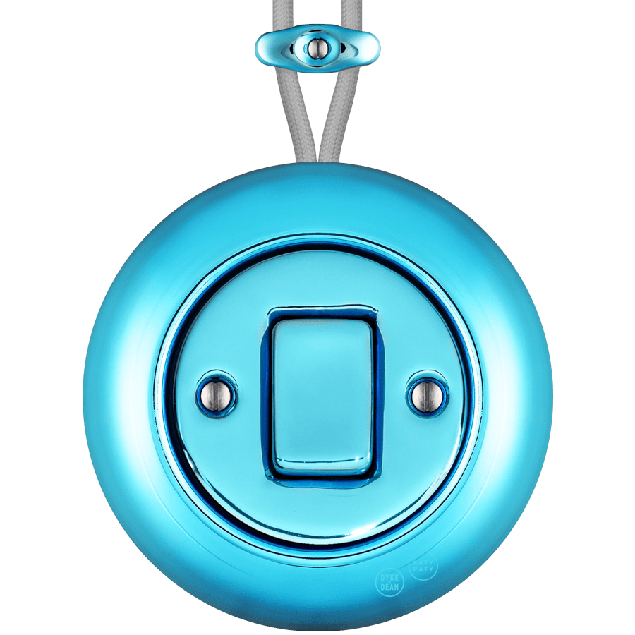 PORCELAIN KATY PATY COLONA ROUND SURFACE MOUNTED FAT BUTTON SWITCH SKY BLUE - DYKE & DEAN