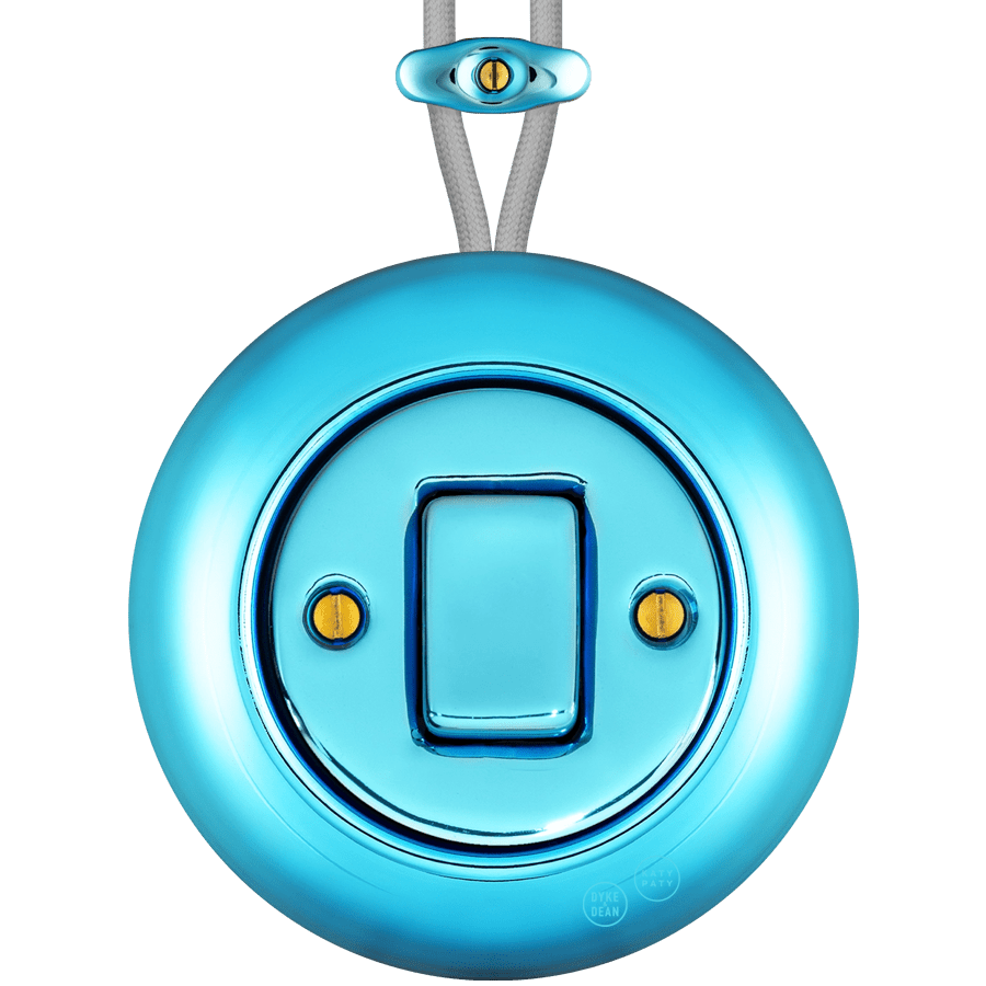 PORCELAIN KATY PATY COLONA ROUND SURFACE MOUNTED FAT BUTTON SWITCH SKY BLUE - DYKE & DEAN