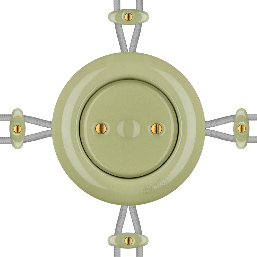 PORCELAIN KATY PATY COLONA ROUND SURFACE MOUNTED JUNCTION BOX MOSS GREEN - DYKE & DEAN