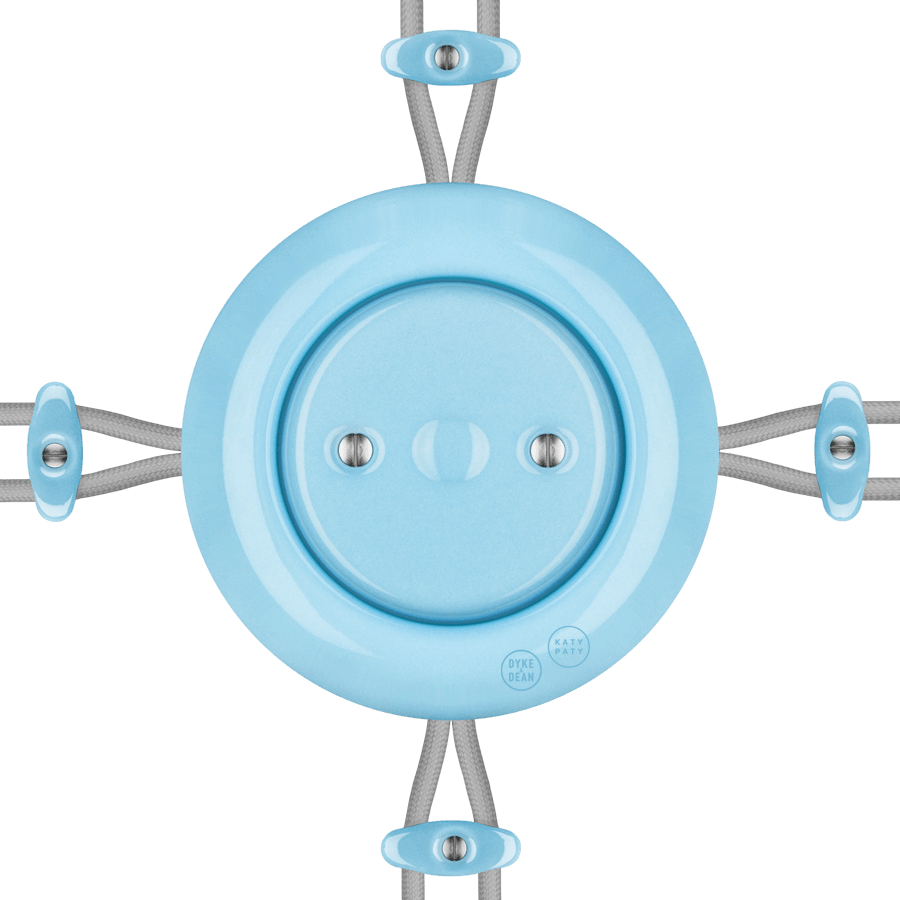 PORCELAIN KATY PATY COLONA ROUND SURFACE MOUNTED JUNCTION BOX PASTEL BLUE - DYKE & DEAN