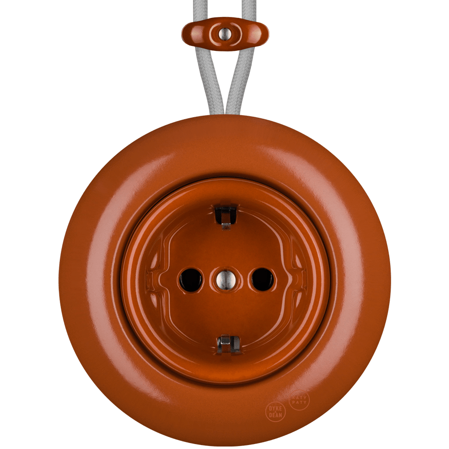 PORCELAIN KATY PATY COLONA ROUND SURFACE MOUNTED SCHUKO SOCKET BRICK RED - DYKE & DEAN