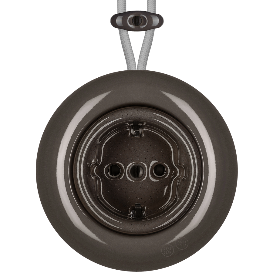 PORCELAIN KATY PATY COLONA ROUND SURFACE MOUNTED SCHUKO SOCKET BROWN - DYKE & DEAN