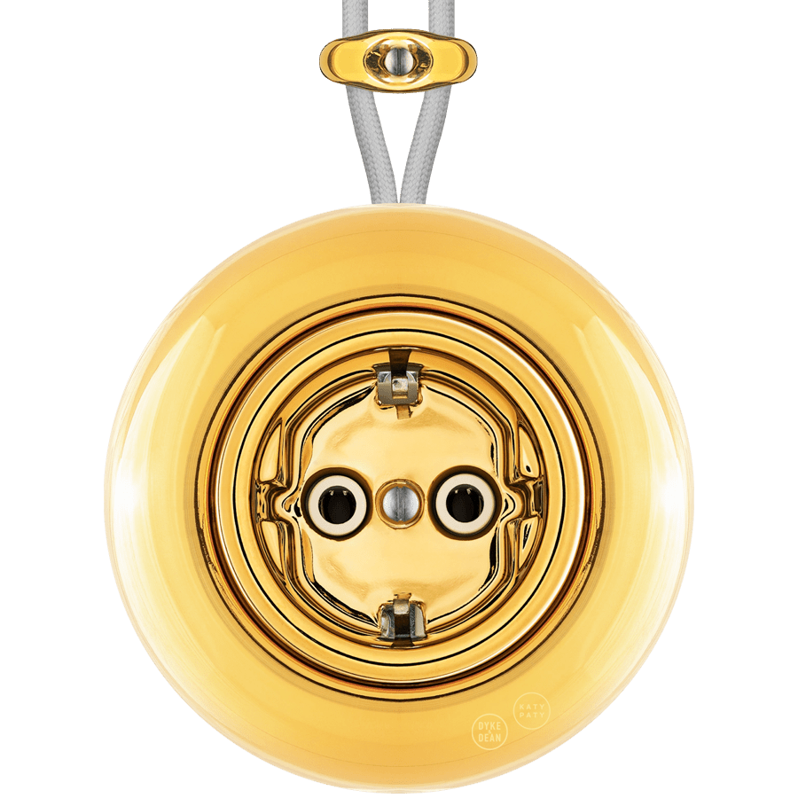PORCELAIN KATY PATY COLONA ROUND SURFACE MOUNTED SCHUKO SOCKET GOLD - DYKE & DEAN