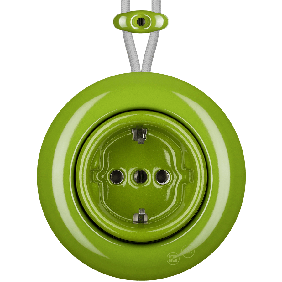 PORCELAIN KATY PATY COLONA ROUND SURFACE MOUNTED SCHUKO SOCKET GREEN - DYKE & DEAN