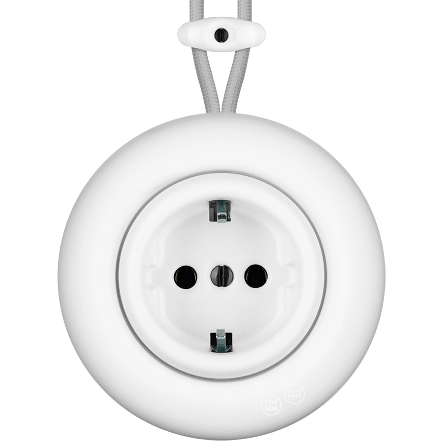 PORCELAIN KATY PATY COLONA ROUND SURFACE MOUNTED SCHUKO SOCKET MATTE WHITE - DYKE & DEAN