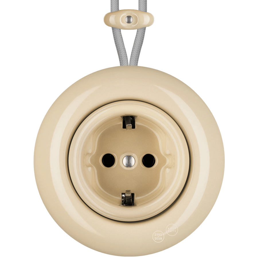 PORCELAIN KATY PATY COLONA ROUND SURFACE MOUNTED SCHUKO SOCKET SAND - DYKE & DEAN
