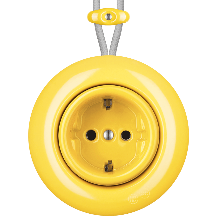 PORCELAIN KATY PATY COLONA ROUND SURFACE MOUNTED SCHUKO SOCKET YELLOW - DYKE & DEAN