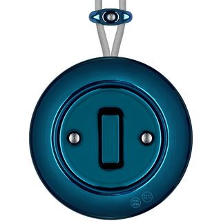 PORCELAIN KATY PATY COLONA ROUND SURFACE MOUNTED SLIM BUTTON SWITCH DARK BLUE - DYKE & DEAN