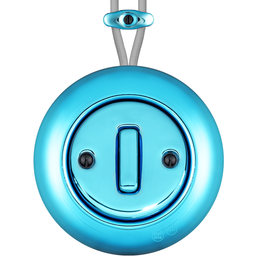 PORCELAIN KATY PATY COLONA ROUND SURFACE MOUNTED SLIM BUTTON SWITCH SKY BLUE - DYKE & DEAN